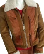 Superman and Lois Lana Lang Cushing Brown Sherpa Zip Up Jacket