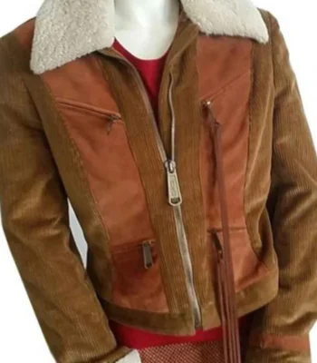 Superman and Lois Lana Lang Cushing Brown Sherpa Zip Up Jacket