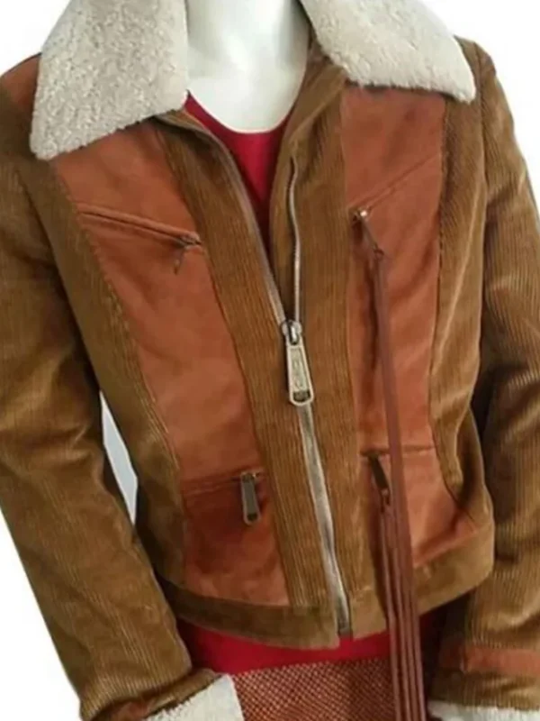 Superman and Lois Lana Lang Cushing Brown Sherpa Zip Up Jacket