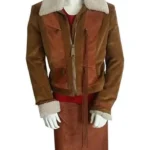 Superman and Lois Lana Lang Cushing Brown Sherpa Zip Up Jacket