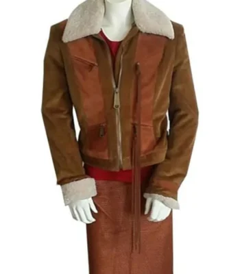 Superman and Lois Lana Lang Cushing Brown Sherpa Zip Up Jacket