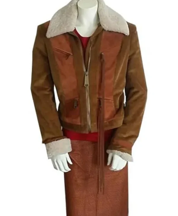 Superman and Lois Lana Lang Cushing Brown Sherpa Zip Up Jacket