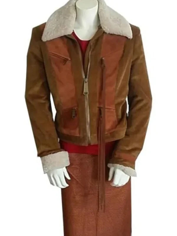 Superman and Lois Lana Lang Cushing Brown Sherpa Zip Up Jacket