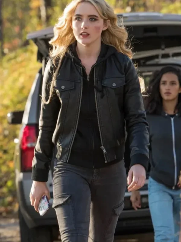 Supernatural Claire Novak Black Leather Bomber Jacket