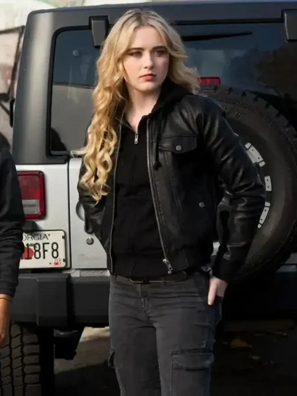 Supernatural Claire Novak Black Leather Bomber Jacket