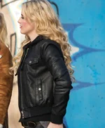 Supernatural Claire Novak Black Leather Bomber Jacket