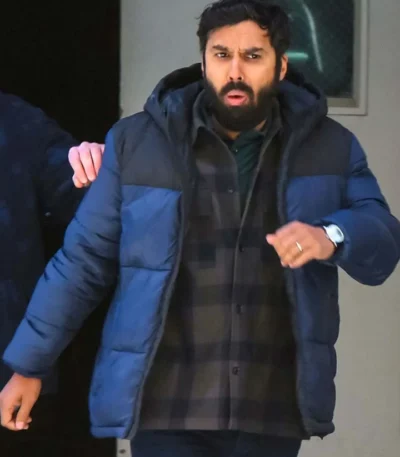 Suspicion Aadesh Chopra Blue and Black Puffer Jacket