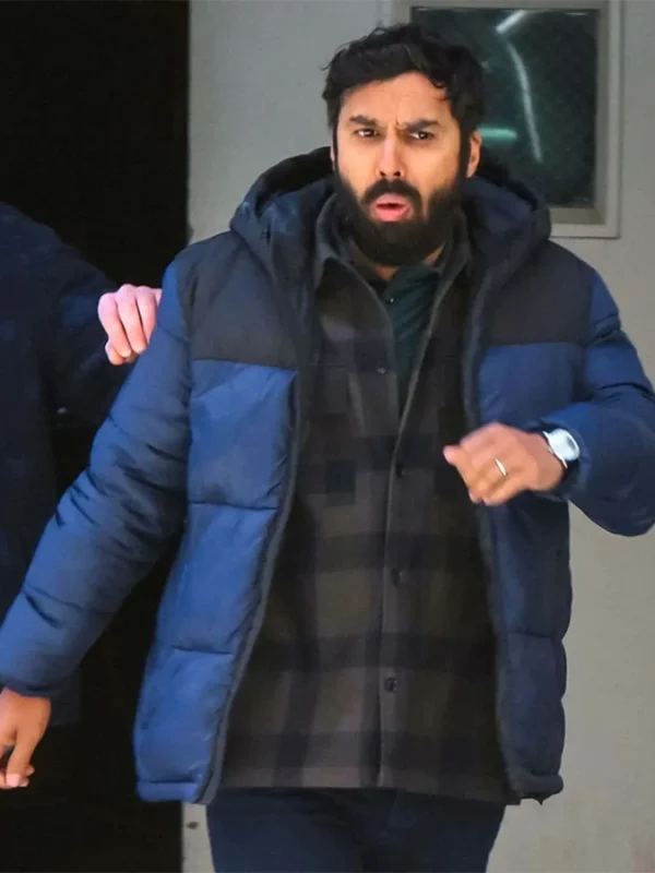 Suspicion Aadesh Chopra Blue and Black Puffer Jacket