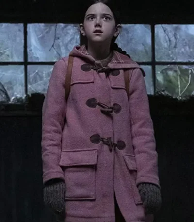 Tales from the Loop Young Girl Pink Duffle Coat