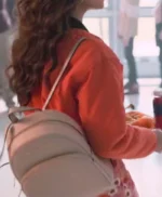 Tall Girl Clara Wilsey Orange Bomber Jacket