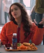 Tall Girl Clara Wilsey Orange Bomber Jacket