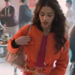 Tall Girl Clara Wilsey Orange Bomber Jacket