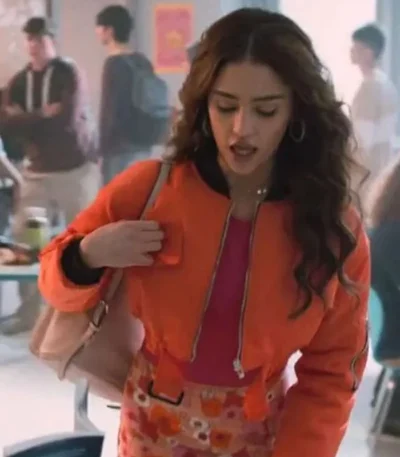 Tall Girl Clara Wilsey Orange Bomber Jacket