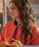 Tall Girl Clara Wilsey Orange Bomber Jacket