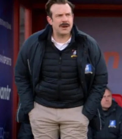 Ted Lasso Jason Sudeikis Black Cotton Track Coat
