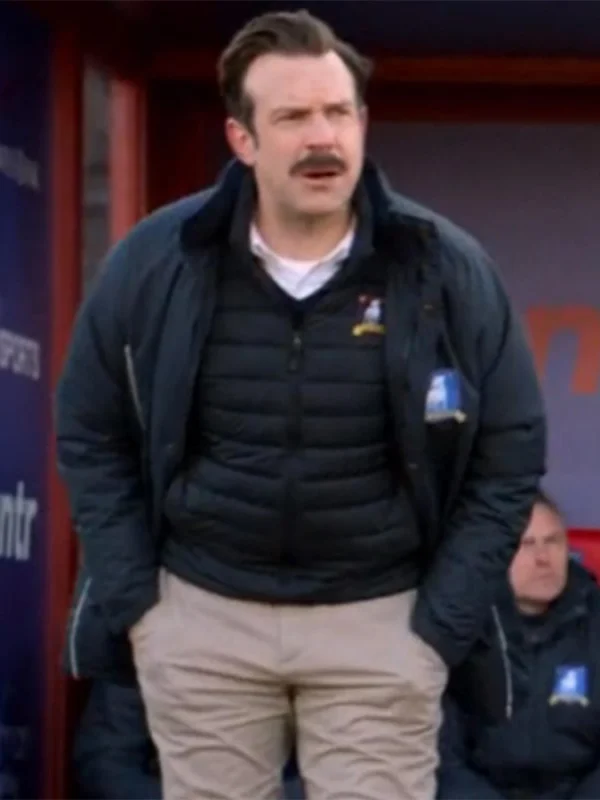 Ted Lasso Jason Sudeikis Black Cotton Track Coat