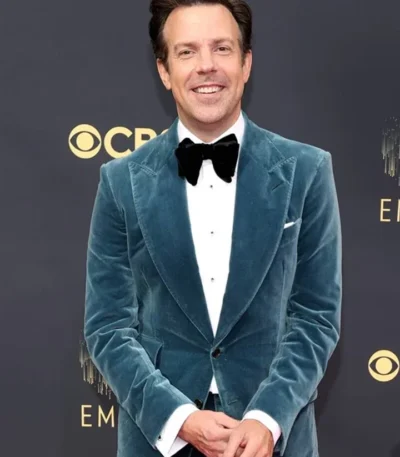 Ted Lasso Jason Sudeikis Blue Velvet Blazer