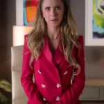 Ted Lasso S2 Keeley Pink Heart Button Wool Blazer