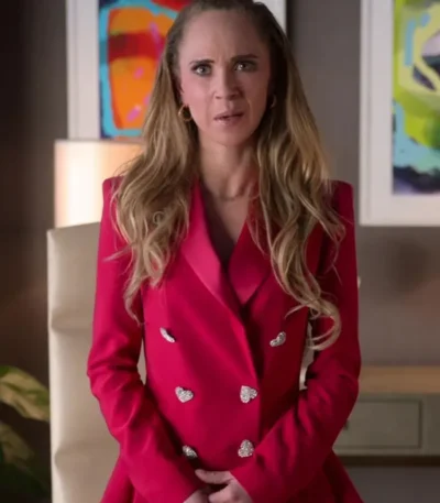 Ted Lasso S2 Keeley Pink Heart Button Wool Blazer