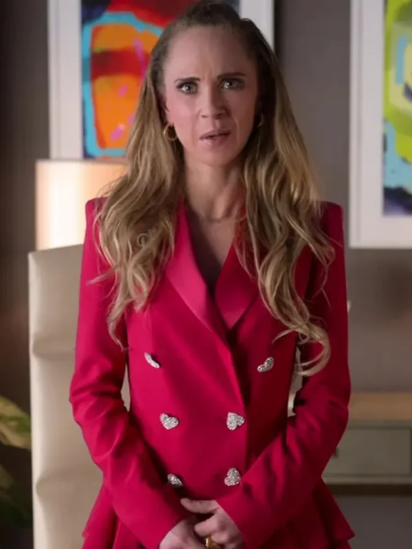 Ted Lasso S2 Keeley Pink Heart Button Wool Blazer