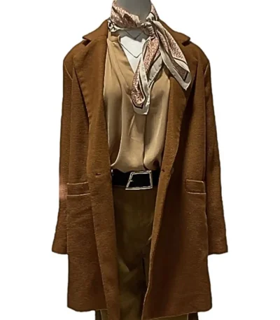 Thanksgiving 2023 Gina Gershon Brown Trench Coat