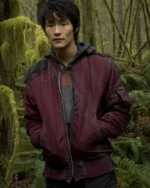 The 100 Monty Green Maroon Bomber Jacket