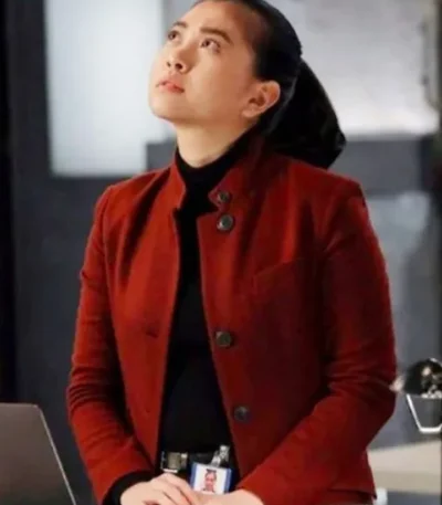 The Blacklist S08 Alina Park Maroon Wool Coat