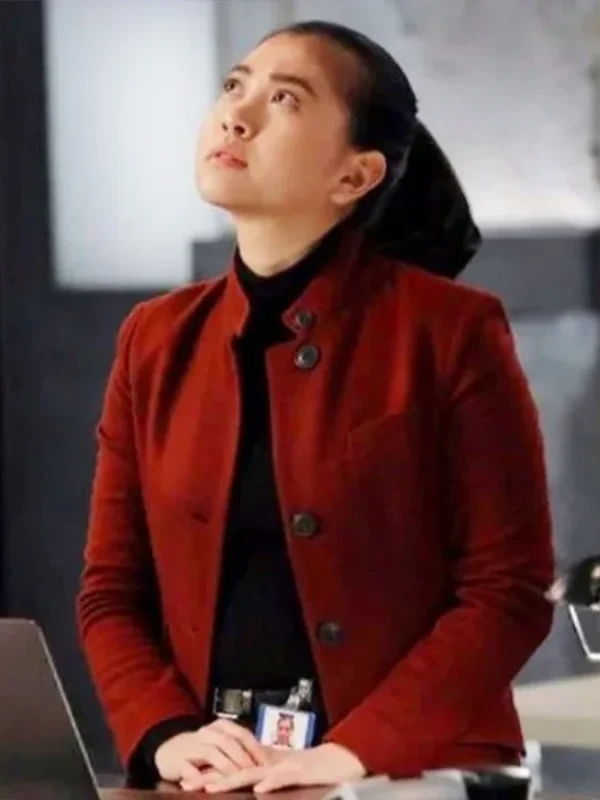 The Blacklist S08 Alina Park Maroon Wool Coat