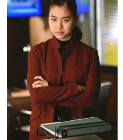 The Blacklist S08 Alina Park Maroon Wool Coat