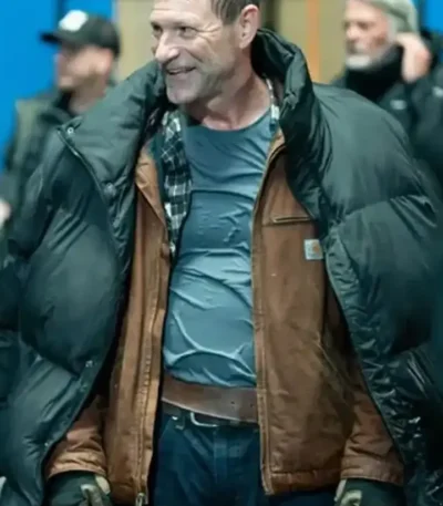 The Bricklayer 2024 Aaron Eckhart Black Puffer Jacket