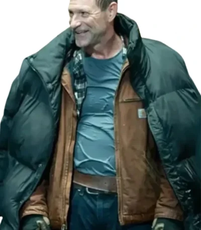 The Bricklayer 2024 Aaron Eckhart Black Puffer Jacket