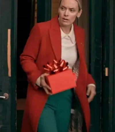 The Christmas Charade Rachel Skarsten Red Wool Coat