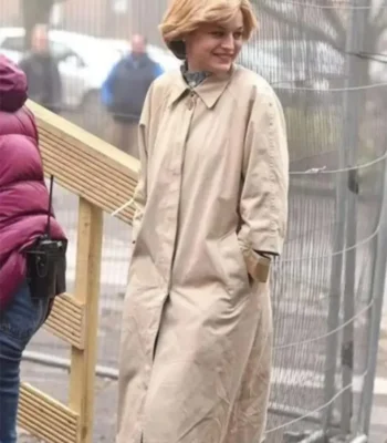 The Crown S04 Emma Corrin Cotton Trench Coat