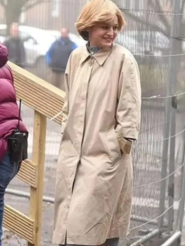 The Crown S04 Emma Corrin Cotton Trench Coat