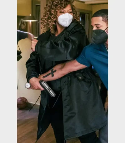 The Equalizer Queen Latifah Satin Black Coat