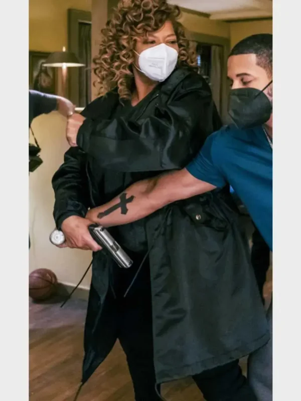 The Equalizer Queen Latifah Satin Black Coat