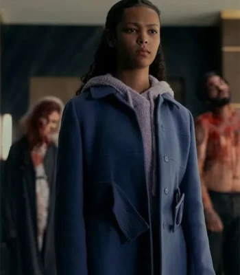 The Fall of the House of Usher Lenore Blue Wool Coat
