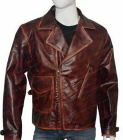 The First Avengers Distressed Real Leather Brown Jacket
