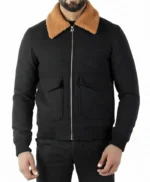 The Gentlemen Dry Eye Black Fur Collar Jacket