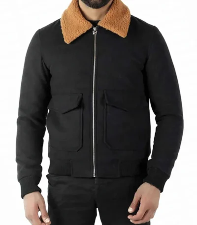 The Gentlemen Dry Eye Black Fur Collar Jacket