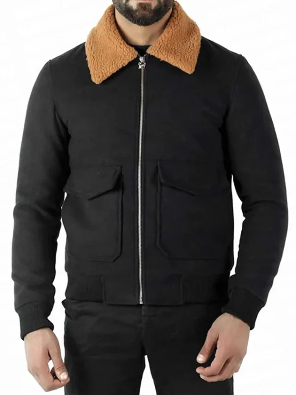 The Gentlemen Dry Eye Black Fur Collar Jacket