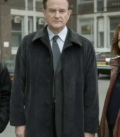 The Gold 2023 Hugh Bonneville Black Trench Coat