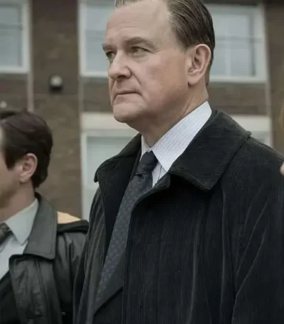 The Gold 2023 Hugh Bonneville Black Trench Coat