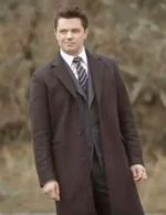 The Gold Dominic Cooper Black Wool Trench Coat