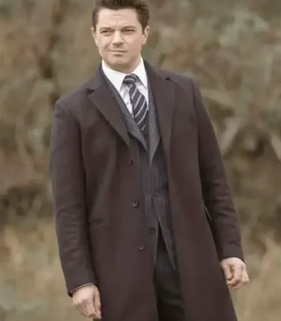 The Gold Dominic Cooper Black Wool Trench Coat