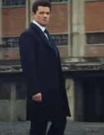 The Gold Dominic Cooper Black Wool Trench Coat