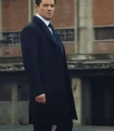 The Gold Dominic Cooper Black Wool Trench Coat