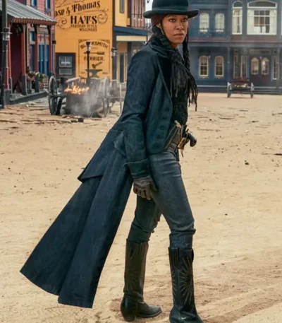 The Harder They Fall 2021 Regina King Black Long Coat