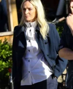 The Kill Room Uma Thurman Blue Wool Trench Jacket