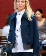 The Kill Room Uma Thurman Blue Wool Trench Jacket